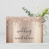 Drips Sparklyの結婚バラ金ゴールドグリッター効果 招待状 (スタンド正面)