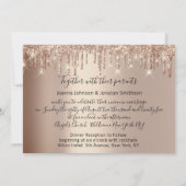 Drips Sparklyの結婚バラ金ゴールドグリッター効果 招待状 (裏面)