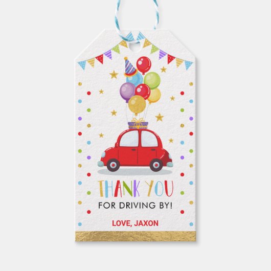 Drive By Baby Shower誕生日検疫ありがとうございました ギフトタグ (正面)