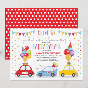 Drive By Birthday Party Parade検疫ボーイ 招待状