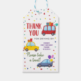 Drive by Kid's Birthday Party Parade Thank Youラベル ギフトタグ