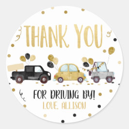 Drive By Thank You車の金ゴールドガールパレードパーティー ラウンドシール