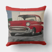 Driveway Pillows絵画のヴィンテージレッドカー クッション (裏面)