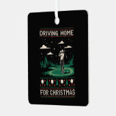 Driving Home For Christmas Golf Funny Ugly Xmas  メタルオーナメント (正面左)