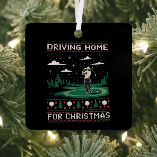Driving Home For Christmas Golf Funny Ugly Xmas  メタルオーナメント (インサイチュ)