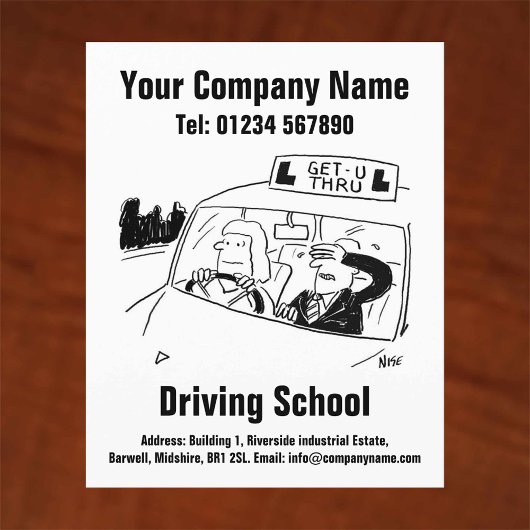 Driving Lessons Driving School Cartoonデザイン チラシ
