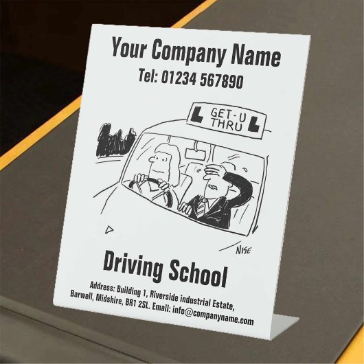 Driving Lessons Driving School Cartoonデザイン 台座サイン