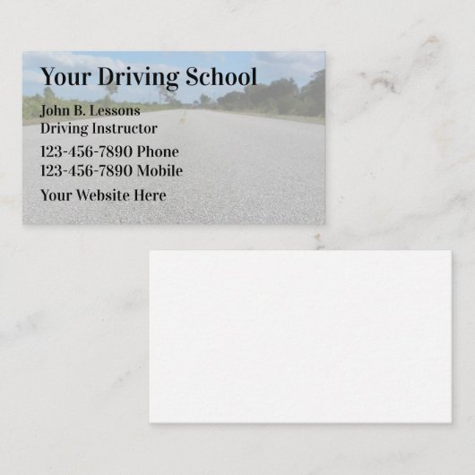 Driving School シンプル Business Card 名刺 (正面/裏面)