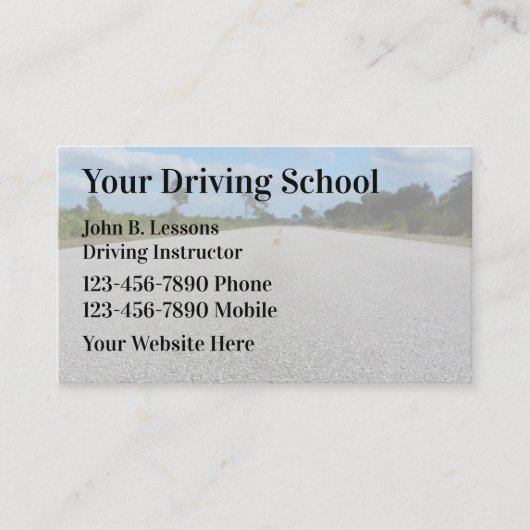 Driving School シンプル Business Card 名刺 (正面)
