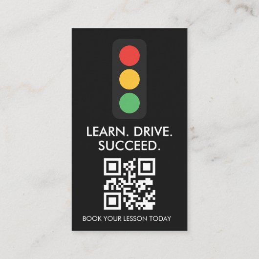 Driving School Instructor Modern Black 名刺 (裏面)