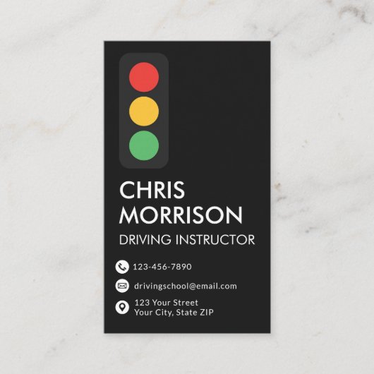 Driving School Instructor Modern Black 名刺 (正面)