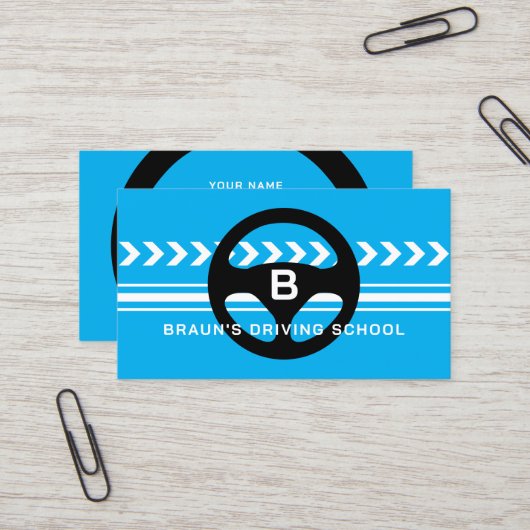 Driving school logo business card template 名刺 (正面/裏面インサイチュ)