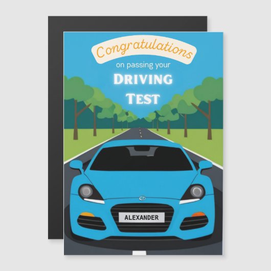 Driving Test Passed Congratulations Magnetic Card (正面/裏面)