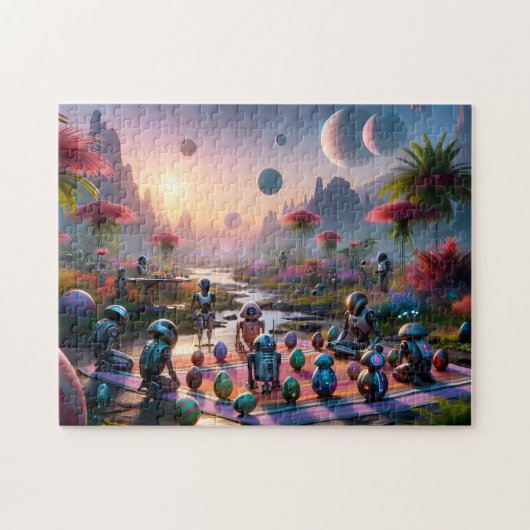 Droid Easter Celebration Sci-Fi for Space Lovers ジグソーパズル (横)