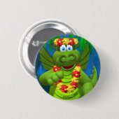 Drollyドラゴンのパーティーのおもしろい 缶バッジ (正面&裏面)