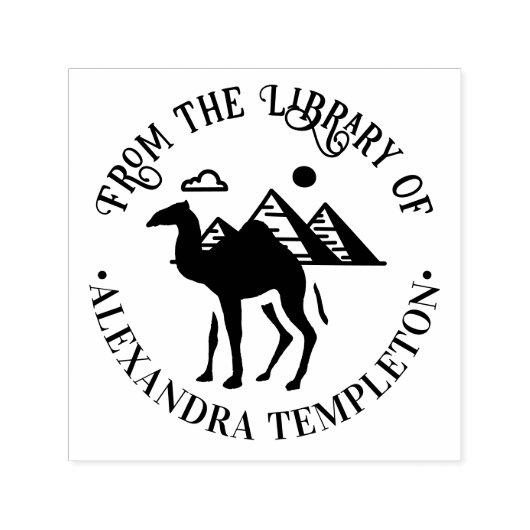 Dromedary Camelシルエットピラミッド図書室 セルフインキングスタンプ (デザイン)