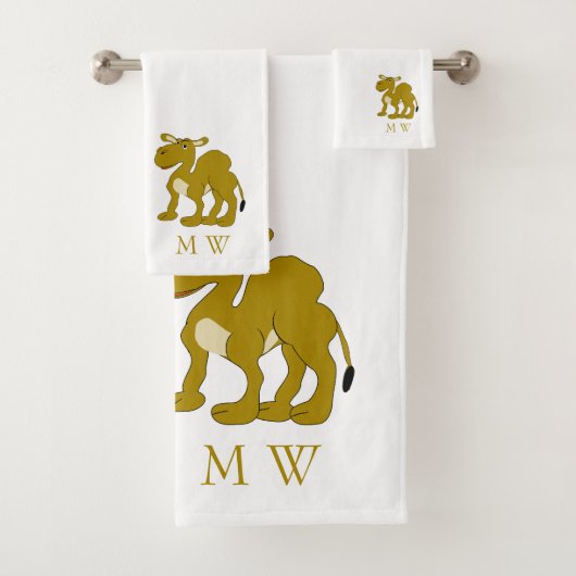 Dromedary Camel Design Monogrammed バスタオルセット (インサイチュ)