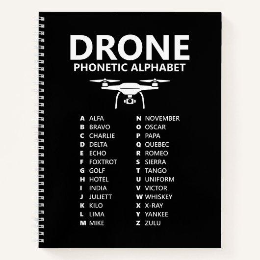 Drone NATO Phonetic Alphabet – Black Graph ノートブック (正面)