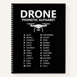 Drone Phonetic Alphabet – Black Graph Notebook ノートブック