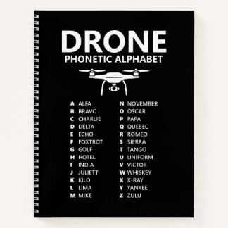 Drone Phonetic Alphabet – Black Graph Notebook ノートブック