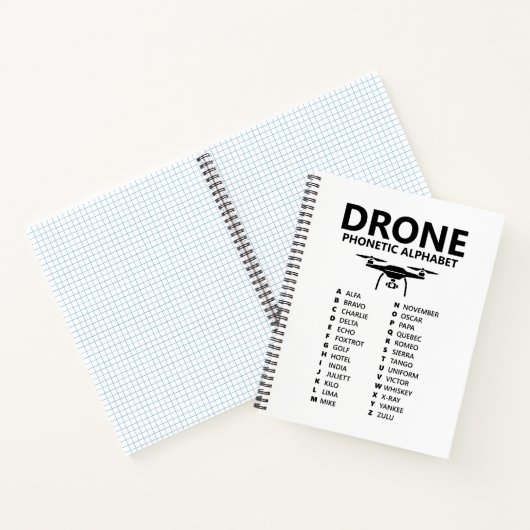 Drone Phonetic Alphabet – White Graph Notebook ノートブック (内部)