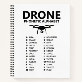 Drone Phonetic Alphabet – White Graph Notebook ノートブック