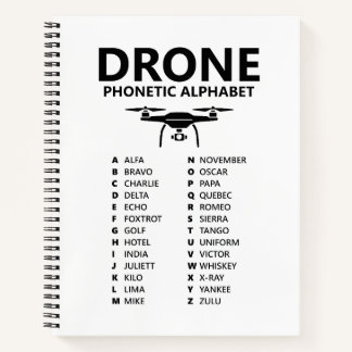 Drone Phonetic Alphabet – White Graph Notebook ノートブック