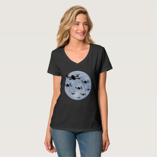 Drone Pilot Drones Swarm Drone Shoal Moon Tシャツ (正面フル)