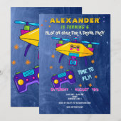 Drone Pilot RC Racing Cute Kawaii Kids Birthday 招待状 (正面/裏面)