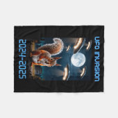 Drone Ufo Alien Invasion Uap New Jersey フリースブランケット (正面(横))