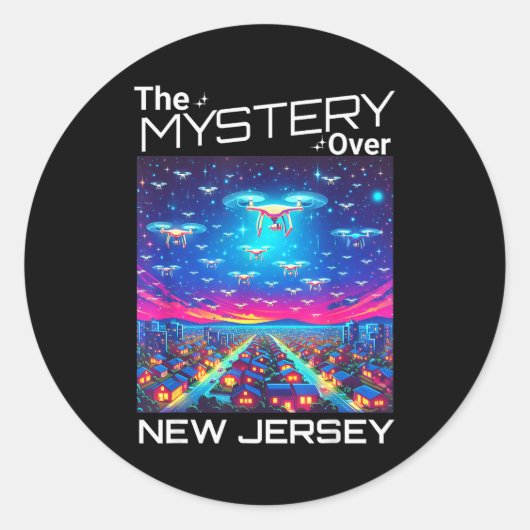 Drones New Jersey The Mystery Over New Jersey Funn ラウンドシール (正面)