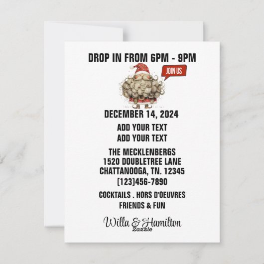 DROP IN Flat Holiday Card シーズンカード (裏面)