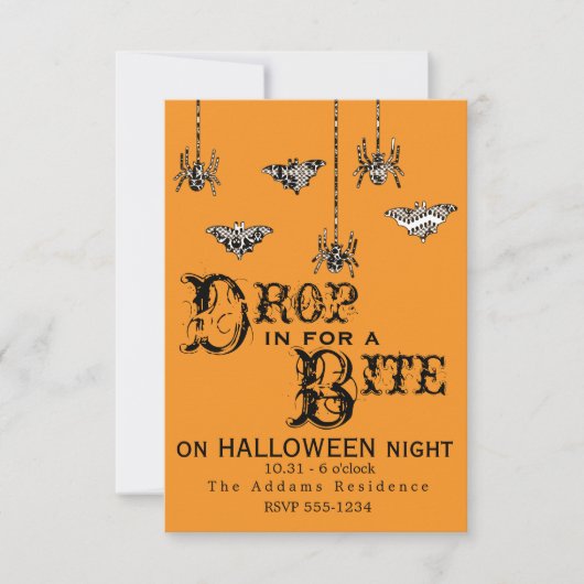 Drop in for a Bite - Spiderエレガント招待状 招待状 (正面)