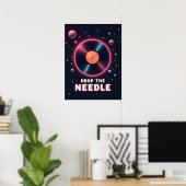 Drop the Needle – レトロなビニールレコードが宇宙を漂う ポスター (ホームオフィス)