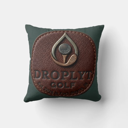 Droplyt Golf Rustic Logo Throw Pillow クッション (裏面)