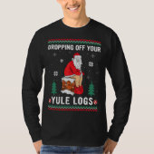 Dropping Off Your Yule Logs Funny Santa Chimney Ch Tシャツ (正面)