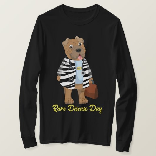 DrSharpieゼブラコート希少疾患長いSlvブラック Tシャツ (デザイン正面)