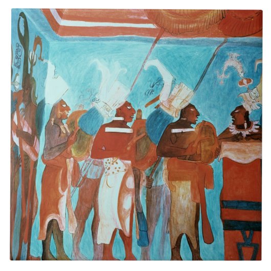 druを遊んでいるミュージシャンを描写する生命からの場面 タイル (正面)