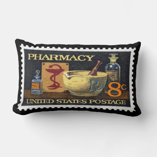 ~Druggist~Apothecary薬学Rx Stamp~Pharmacist ランバークッション (正面)