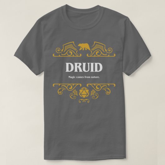 DruidクラスTabletop RPGゲーム1 Tシャツ (デザイン正面)