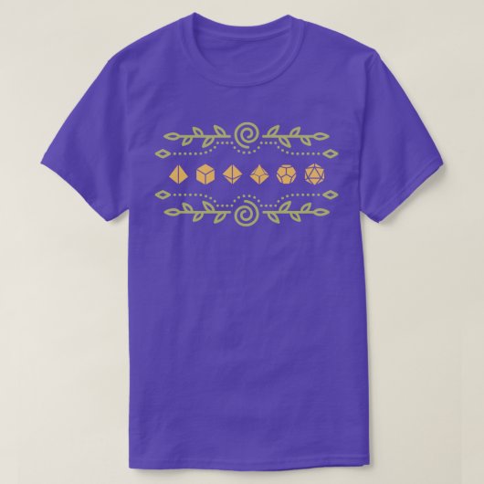 Druid葉のサイコロセットの黄色の多面体 Tシャツ (デザイン正面)