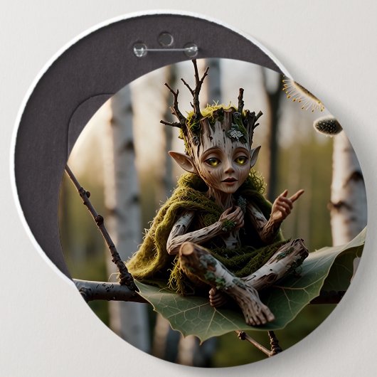 Druid Bard Fae on a Birch Tree 缶バッジ (正面&裏面)