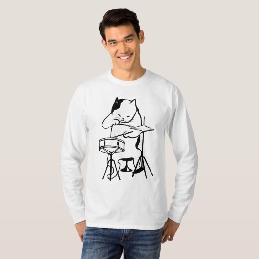DRUM、キャットドラマーTシャツ Tシャツ (正面フル)