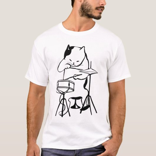 DRUM、キャットドラマーTシャツ Tシャツ (正面)