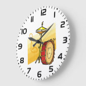 Drum and Cymbal Music Percussion Art ラージ壁時計 (傾斜)