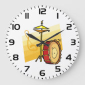 Drum and Cymbal Music Percussion Art ラージ壁時計 (正面)