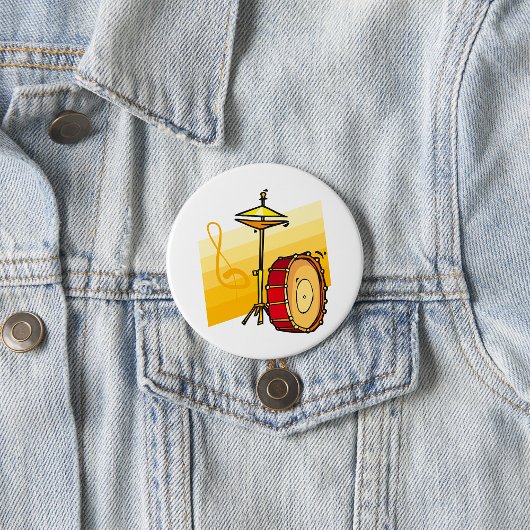 Drum and Cymbal Music Percussion Art 缶バッジ