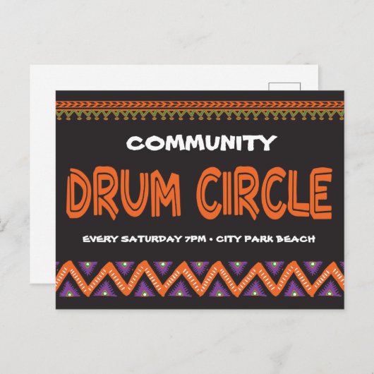 Drum Circle Event with local information ポストカード (正面/裏面)