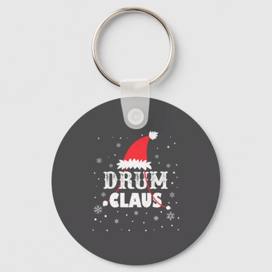 Drum Claus Santa Christmas Drummer Long Sleeve  キーホルダー (正面)