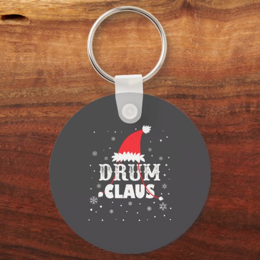 Drum Claus Santa Christmas Drummer Long Sleeve  キーホルダー (正面)